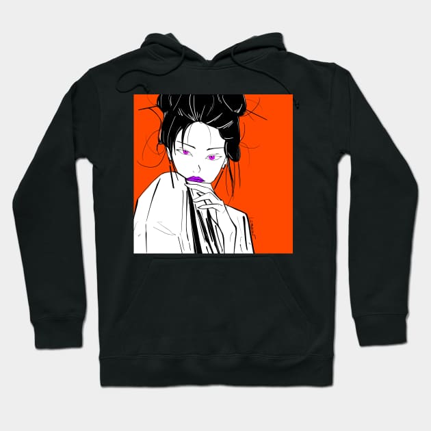 kimono girl ecopop orange art Hoodie by jorge_lebeau